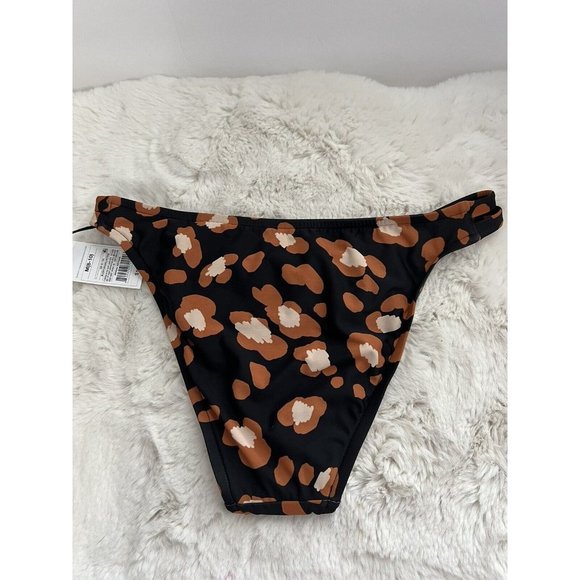 Shade & Shore Women's Size medium Black Brown Printed Bikini Bottoms New - Picture 2 of 9